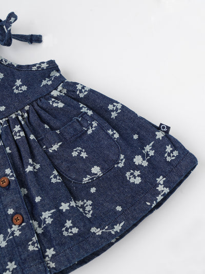 Popees Baby Girls Denim Dress| Blue| Newborn To 9 Months