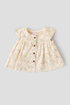 Popees Newborn Baby Girl Cotton Dress| Leaf Print Ruffle Sleeve| NewBorn to 9 Months