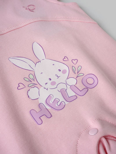 Popees Bunny Printed Short Sleeve Romper for (0-6 Months) Newborn Girls