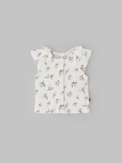 Popees Printed Half Sleeve Front Open Top (0-9 Months) for Baby Girls