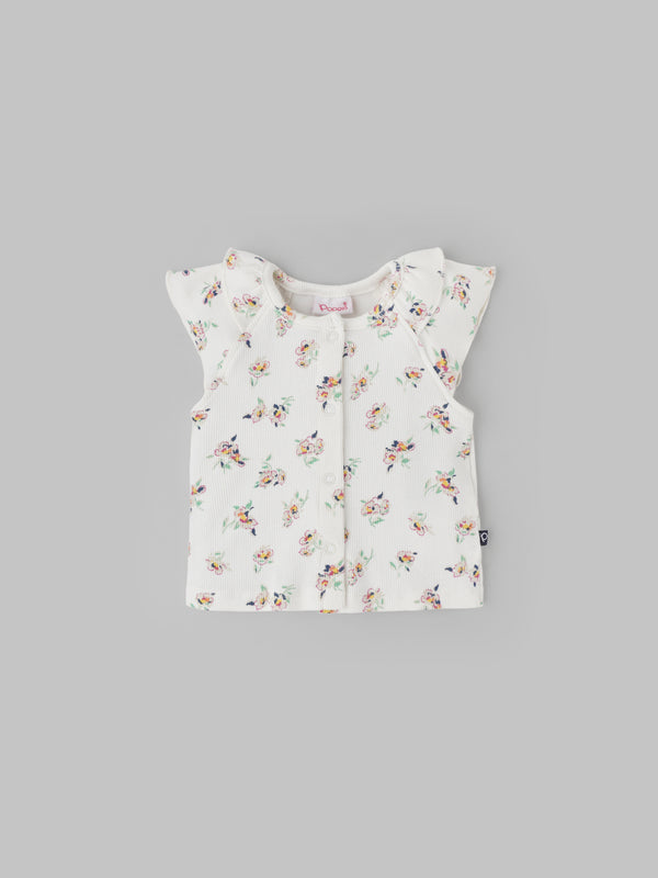 Popees Printed Half Sleeve Front Open Top (0-9 Months) for Baby Girls