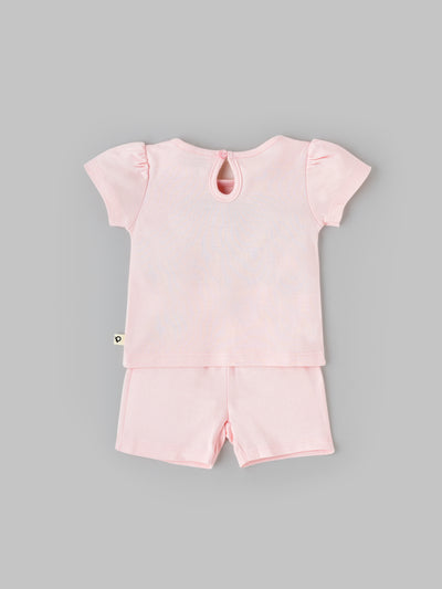 Popees Short Sleeve Back Open Co-ord Set (0-9 Months)For Girls Made of Organic Bamboo Cotton Fabric