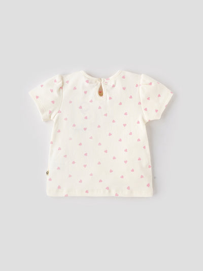 Popees Short Sleeve Heart Print Top (0-9 Months) for Baby Girls
