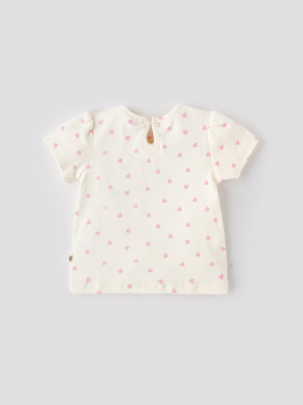 Popees Short Sleeve Heart Print Top (0-9 Months) for Baby Girls