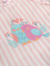 Popees Striped Short Sleeve (0–9 Months) Cute Bird Printed Top for Baby Girls