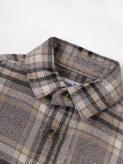 Popees Baby Boys Checked Full Sleeve Shirt| Beige| 9 Months - 4 Years