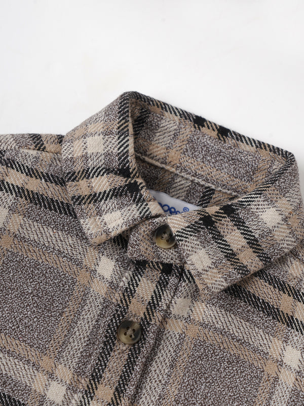 Popees Baby Boys Checked Full Sleeve Shirt| Beige| 9 Months - 4 Years