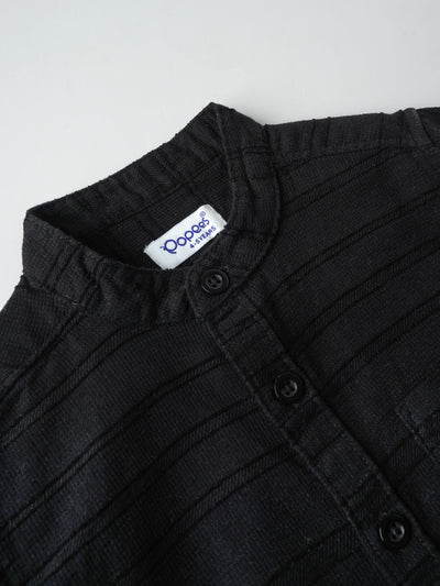 Popees Textured Black Full Sleeve Shirt With Mandarin Collar (1–6 Years) for Boys