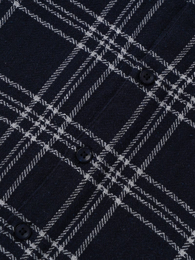 Popees Baby Boys Navy Checked Short Sleeve Cotton Shirt| Navy Blue| 9 Months to 4 Years