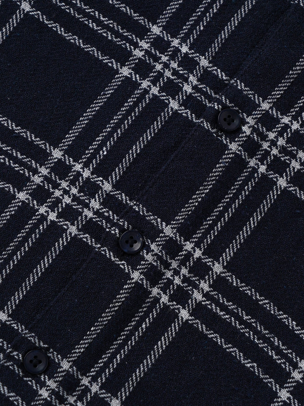 Popees Baby Boys Navy Checked Short Sleeve Cotton Shirt| Navy Blue| 9 Months to 4 Years