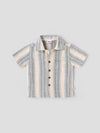 Popees Baby Boys Striped Short Sleeve Cotton Shirt| Grey & Beige| 9 Months to 4 Years