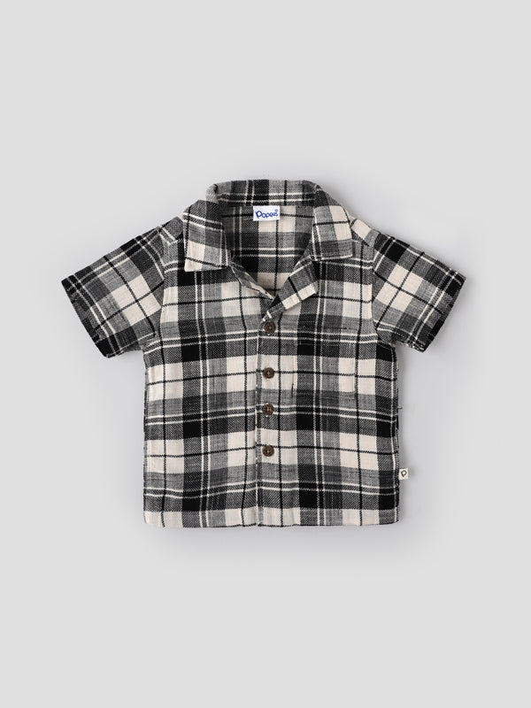 Popees Baby Boys Checked Half Sleeve Shirt with Front Buttons| 9M–4Y