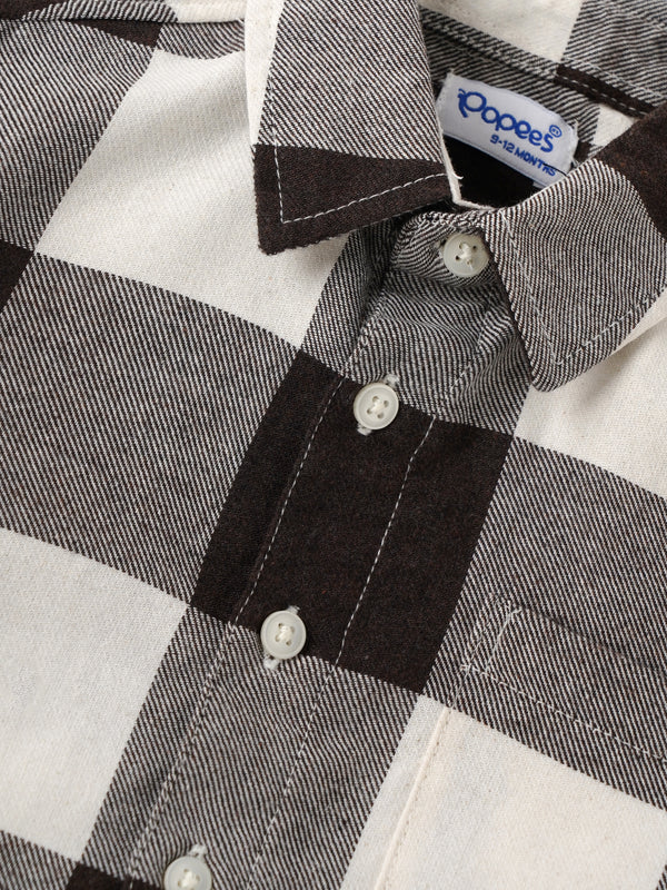 Popees Baby Boys Checked Cotton Shirt|Full Sleeve Button-Down Plaid Casual Wear with Chest Pocket |9 Months to 4 Years