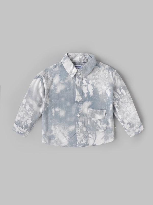 Popees Boys Full Sleeve Printed Shirt| Light Grey Abstract Design | Regular Fit | 9 Months to 4 Years