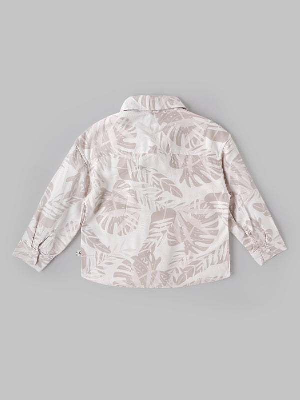 Popees Baby Boys Tropical Leaf Printed Cotton Shirt|Full Sleeve Button-Down Casual Wear with Chest Pocket |9 Months to 4 Years