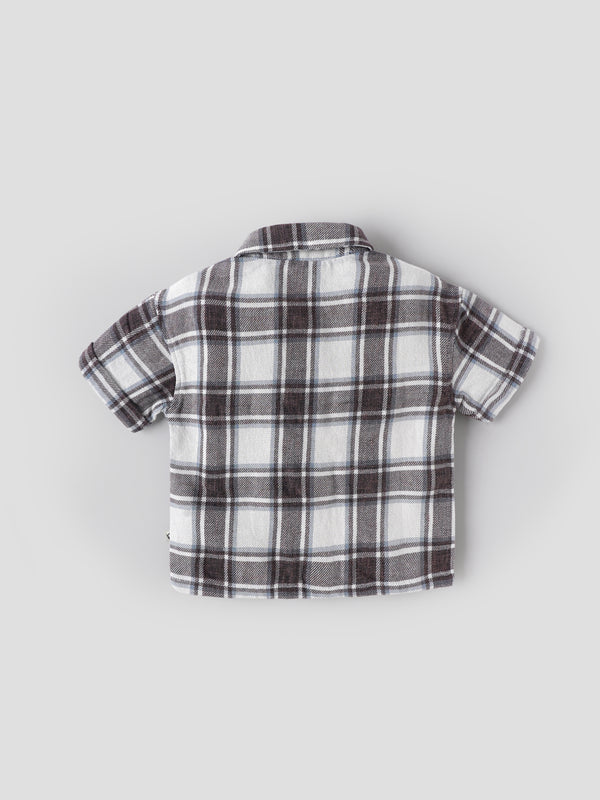Popees Baby Boys Checked Cotton Shirt | Short Sleeve Plaid | 9M–4Y