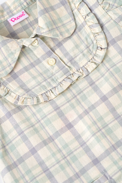 Popees Baby Girl Cotton Checked Dress with Peter Pan Collar| 9-12 Months - 4 Years