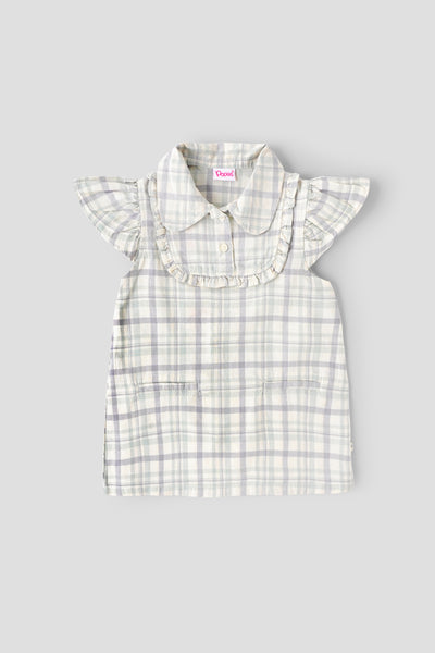 Popees Baby Girl Cotton Checked Dress with Peter Pan Collar| 9-12 Months - 4 Years