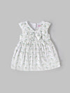 Baby Girls Floral Print Sleeveless Dress with Bow| White| 9 Months to 4 Years