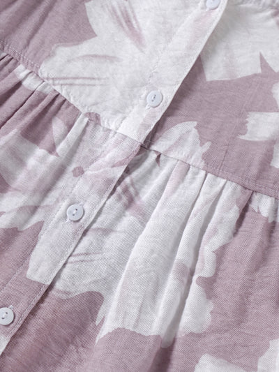 Popees Baby Girls Floral Print Ruffle Sleeve Dress with Front Buttons| 9M–4Y