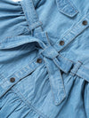 Popees Girls Denim Fit & Flare Dress with Belt | Soft Cotton Denim Dress for Kids (9M–4Y)