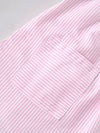 Popees Baby Girls Pink & White Striped Cotton Dress|Smocked Bodice Puff Sleeve Casual Summer Outfit with Pockets |9 Months to 4 Years