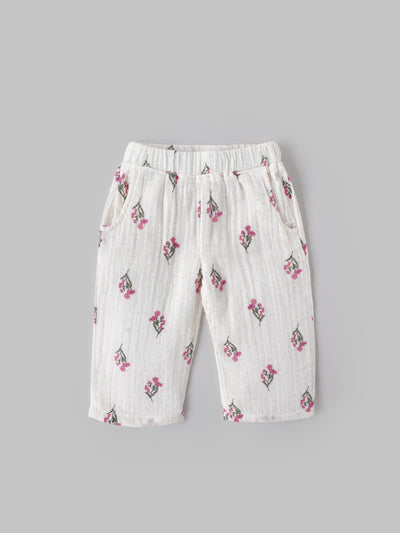 Popees Baby Girls Cotton Floral Top & Bottom Set| Full Sleeve Ruffle Outfit (9M–4Y)