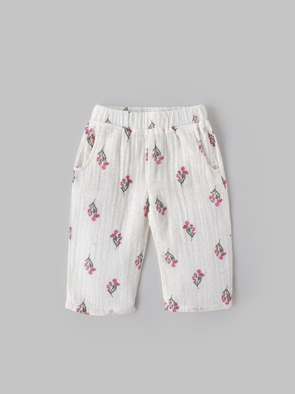 Popees Baby Girls Cotton Floral Top & Bottom Set| Full Sleeve Ruffle Outfit (9M–4Y)