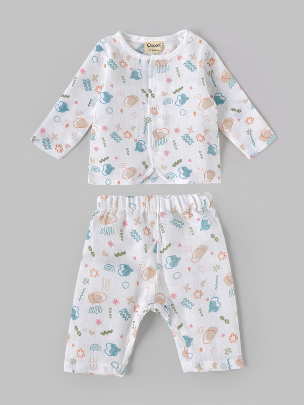 Popees Newborn Baby Muslin Clothing Gift Set 6-Piece| 100% Cotton Soft Breathable Essentials Kit |0-1 & 3-6 Months