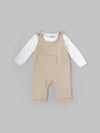 Popees Baby Boys Cotton Dungaree Set with Inner T-Shirt| Beige| 3-36 Months