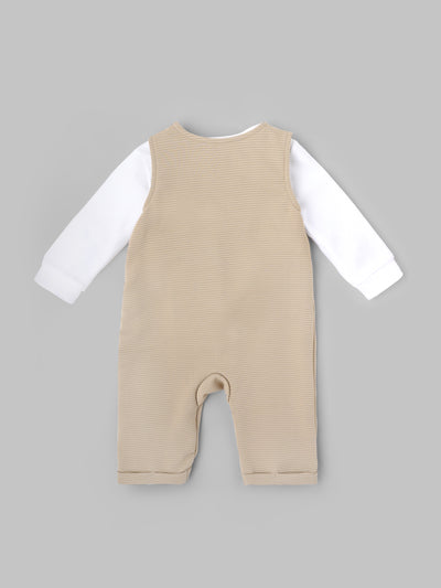 Popees Baby Boys Cotton Dungaree Set with Inner T-Shirt| Beige| 3-36 Months