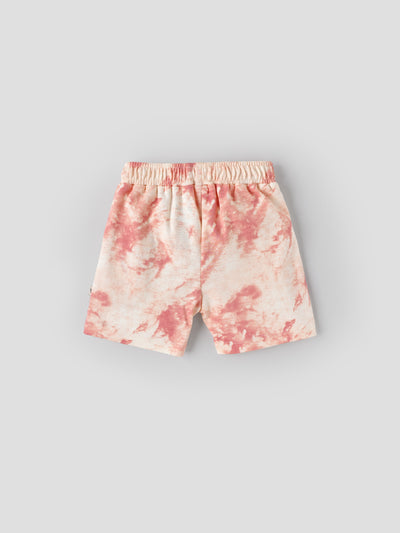 Popees Baby Boys Tie-Dye Cotton Shorts| Peach Pink| 3-36 Months