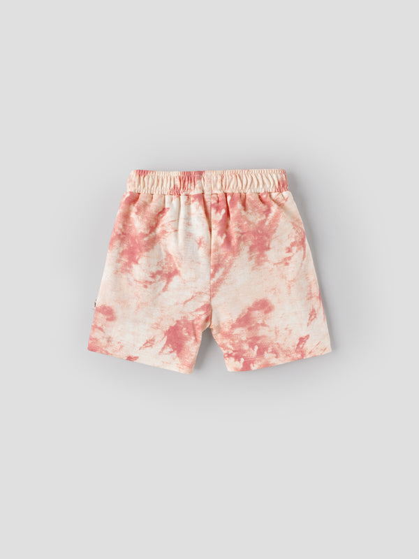 Popees Baby Boys Tie-Dye Cotton Shorts| Peach Pink| 3-36 Months