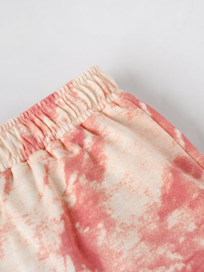 Popees Baby Boys Tie-Dye Cotton Shorts| Peach Pink| 3-36 Months
