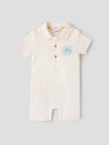 Popees Baby Boys Cotton Waffle Romper |Polo Collar Onesie (3–24 Months)