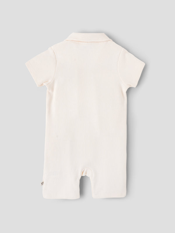 Popees Baby Boys Cotton Waffle Romper |Polo Collar Onesie (3–24 Months)