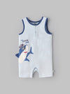 Popees Baby Boys Sleeveless Shark Romper| Light Blue| 3 to 24 Months