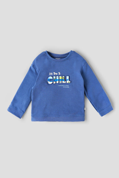 Popees Baby Boys Cotton Sweatshirt Full Sleeve Blue Graphic Pullover| 3–24 Months