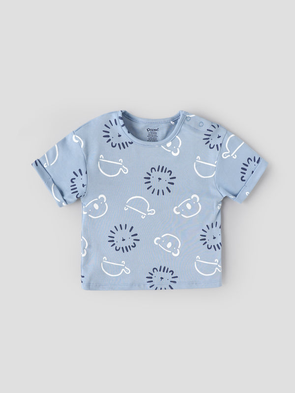Popees Baby Boys Animal Print T-Shirt & Shorts Set |Cotton Summer Outfit (3M–24M)
