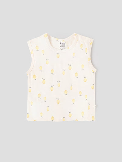 Popees Baby Boys Cotton Sleeveless Top & Shorts Set| Cream| 3-36 Months