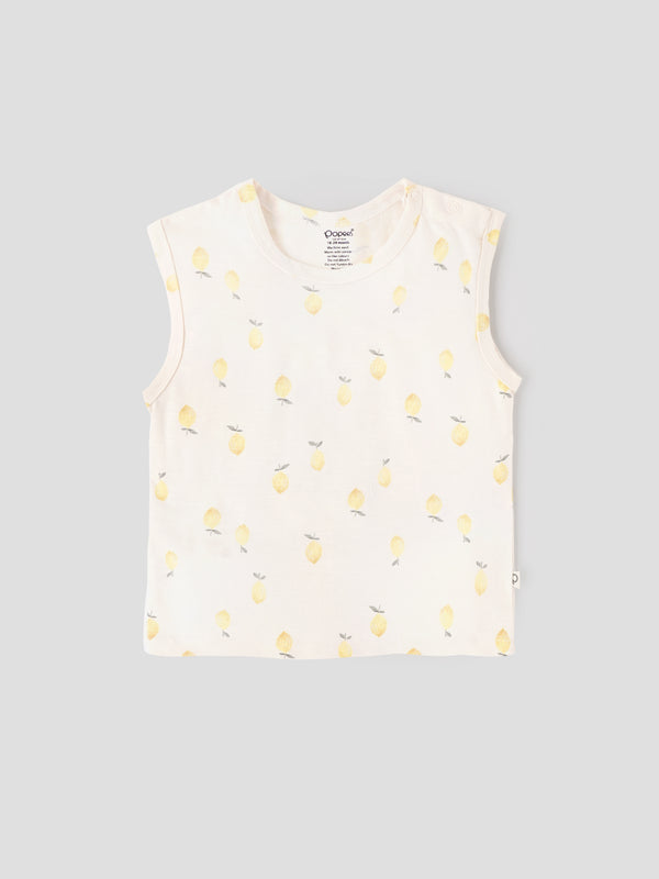 Popees Baby Boys Cotton Sleeveless Top & Shorts Set| Cream| 3-36 Months