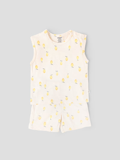 Popees Baby Boys Cotton Sleeveless Top & Shorts Set| Cream| 3-36 Months