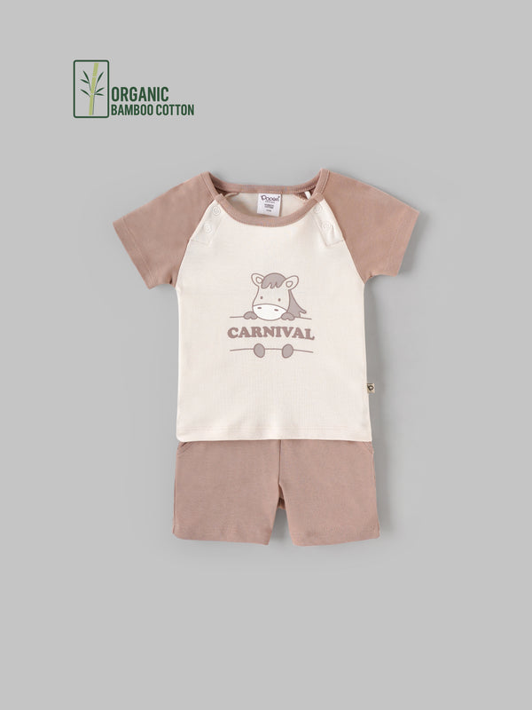 Popees Boys Half-Sleeve Shoulder Open Co-ord Set (3-24 Months) Made of Organic Bamboo Cotton Fabric