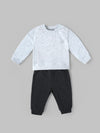 Popees Baby Boys Grey Full Sleeve T-Shirt & Dark Grey Jogger Pants Set with Shoulder Snap Closure| 3–24 Months