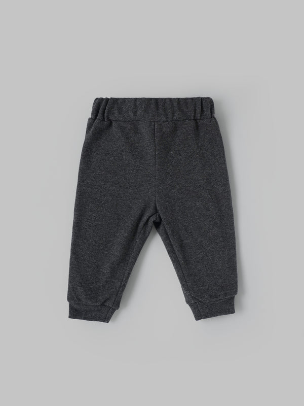 Popees Baby Boys Grey Full Sleeve T-Shirt & Dark Grey Jogger Pants Set with Shoulder Snap Closure| 3–24 Months