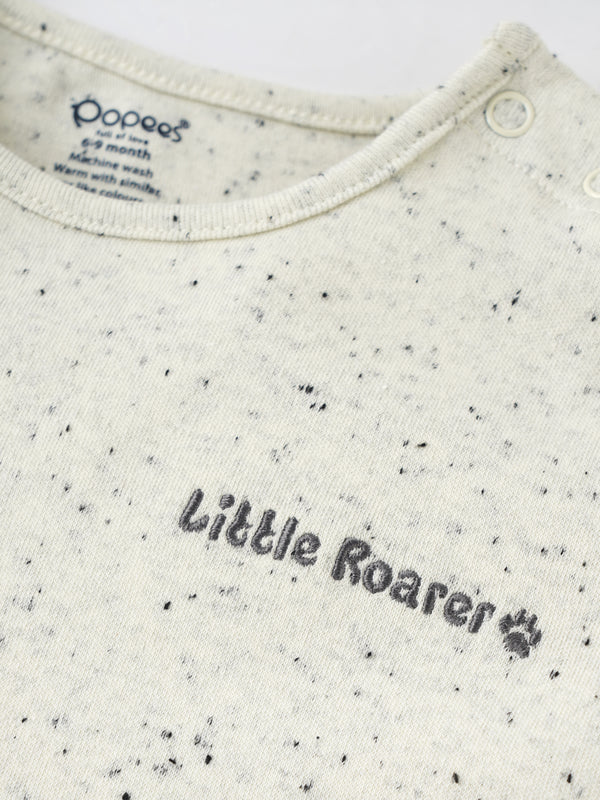 Popees Everyday Wear Baby T-Shirt – Stylish Speckle Print Half Sleeve Tee with Side Buttons(3-24Months)for Baby Boys