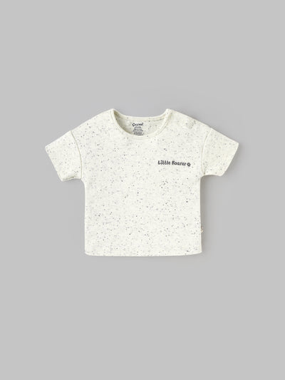 Popees Everyday Wear Baby T-Shirt – Stylish Speckle Print Half Sleeve Tee with Side Buttons(3-24Months)for Baby Boys