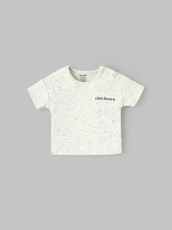 Popees Everyday Wear Baby T-Shirt – Stylish Speckle Print Half Sleeve Tee with Side Buttons(3-24Months)for Baby Boys