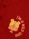 Popees Baby Boys Cotton Henley T-Shirt| Red| 3-24 Months