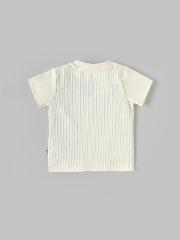 Popees Baby Boys Rib Knit Cotton T-Shirt with Snap Button| 3–36 Months